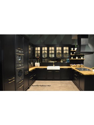 Baskı Madeni Mat Siyah Kendinden Yapışkanlı Kaplama Folyosu 61CM x 2 Metre