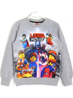 LEGO Movie 3D Baskılı Çocuk Sweatshirt 5 - 14 Yaş Gri Melanj