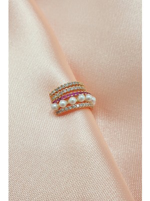 Sacce Scarves&Accessories Earcuff Zirkon Taşlı İncili Sıkıştırmalı Kıkırdak Küpe