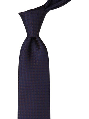 Kravatkolik Kahve - Lacivert Nokta Desen Mendilli Klasik Kravat KK10058