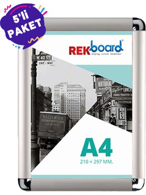 Rekboard A4 Alüminyum Çerçeve Rondo 21 x 30 cm 5'li