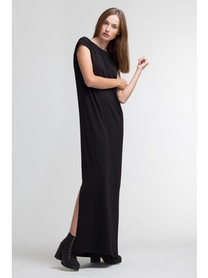 Soufeel Siyah Yırtmaçlı Dark Kolsuz Uzun Suprem Kadın Elbise