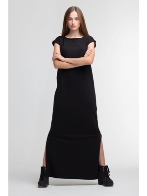 Soufeel Siyah Yırtmaçlı Dark Kolsuz Uzun Suprem Kadın Elbise