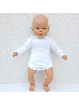 by BebekOdam Beyaz Sade Uzun Kollu Alttan Çıt-çıtlı Badi Zıbın