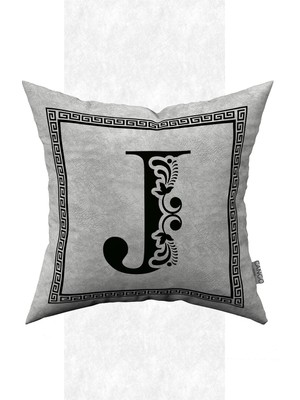 Cango Home Çift Taraflı Dijital Baskılı Harfli Kırlent Kılıfı - Harf J