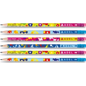 Kids Desenli Yuvarlak Silgili Kurşun Kalem 6'lı