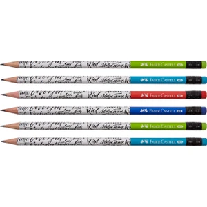 Caligraphy Silgili Yuvarlak Kurşun Kalem 6'lı