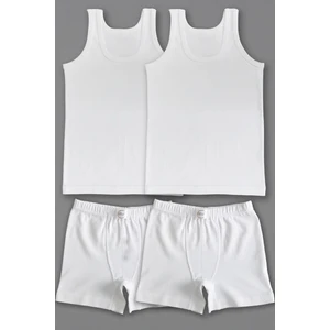 2li Paket Pamuklu Erkek Çocuk Atlet Boxer Set