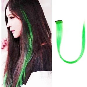 Sentetik Çıtçıtlı Ara Saç 50CM Uzunluk Fosfor Yeşili