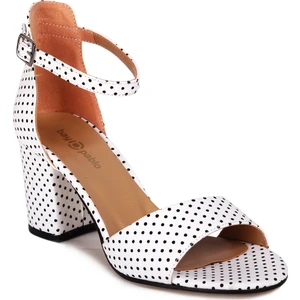 Bay Pablo L13 Beyaz Puantiyeli Topuklu Kadın Ayakkabı