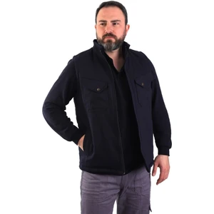 Eser - 7-7 Gabardin Polarlı Yelek - Kışlık - Lacivert Xxxl