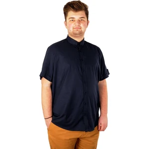 Büyük Beden Erkek Keten Likralı Gömlek 20393  Lacivert