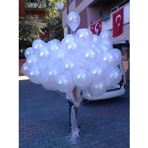 Beyaz Metalik Balon 10 Adet