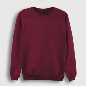 Unisex Bordo Düz Baskısız Sweatshirt