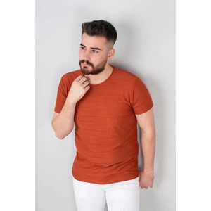Extra Slimfit Sıfır Yaka Dokulu Erkek T-Shirt