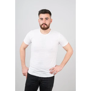 Extra Slimfit Sıfır Yaka Dokulu Erkek T-Shirt