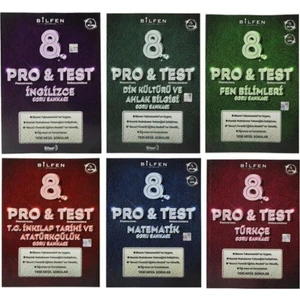 Bilfen Yayınları 8. Sınıf Matematik Fen Türkçe Inkılap Tarihi Din Kültürü ingilizce Pro Test Seti