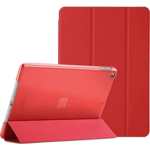 Fujimax Apple iPad 7. Nesil 10.2 A2200 A2197 A2198 A2270 Yatay Standlı Arka Sert P.c Uyku Modlu Premium Leather Smart Kılıf Kırmızı