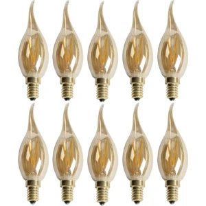 4281 Avizeler Için E-14 Ince Duylu Rustik LED Ampul 4W Amber Renk 10'lu Set