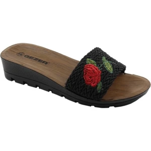 Modeppo Hasır Desenli Gül Işlemeli Terlik