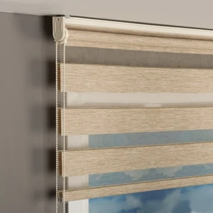 Asyhome Krem Bambu Zebra Perde