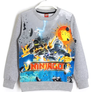 LEGO Ninjago Baskılı 3D Çocuk Mevsimlik Sweatshirt 5 - 13 Yaş Gri Melanj