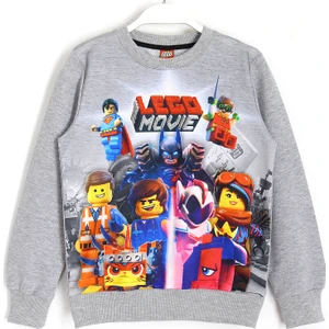 LEGO Movie 3D Baskılı Çocuk Sweatshirt 5 - 14 Yaş Gri Melanj