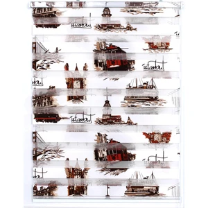 Asyhome Kahve Istanbul Desenli Zebra Perde