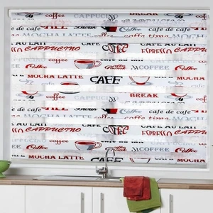 Asyhome Kırmızı Cappucino Desenli Zebra Perde Etek Dilimli