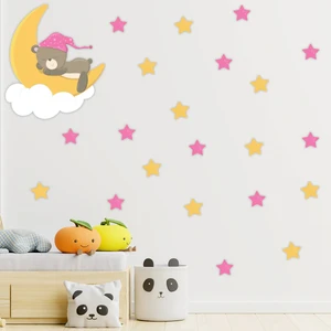 Tilki Dünyası Ay Üzerinde Uyuyan Sevimli Ayıcık Çocuk Odası Duvar Sticker