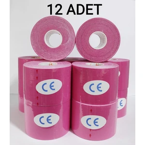 Bia Tape Kinesio 5 cm x 5 M - Pembe Rengi Sporcu Bandı 12'li (Pakette 12 Adet)