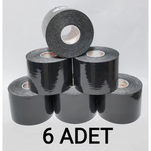 Bia Tape Kinesio 5 cm x 5 M - Siyah Rengi Sporcu Bandı 6'lı (Pakette 6 Adet)
