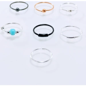 925 Ayar Zirkon Taşlı Yedili Gümüş Halka Hızma Set