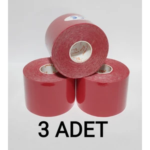 Bia Tape Kinesio 5 cm x 5 M - Kırmızı Rengi Sporcu Bandı 3'lü (Pakette 3 Adet)
