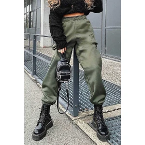Haki Paça Lastikli Oversize Kadın Eşofman MG324