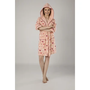 Yavruağzı Kalpli Pike Bambu (Antibakteriye) Cotton Bayan Sabahlık