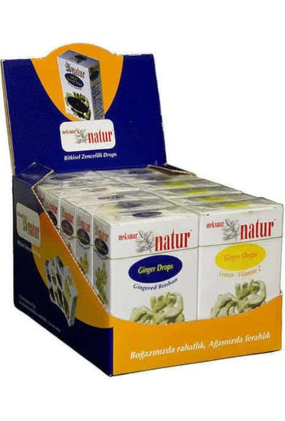 Natur Bitkisel Aromalı Şeker 65 gr x 12 Li Karma Paket (Zencefil-Nane-Limon 4'er )