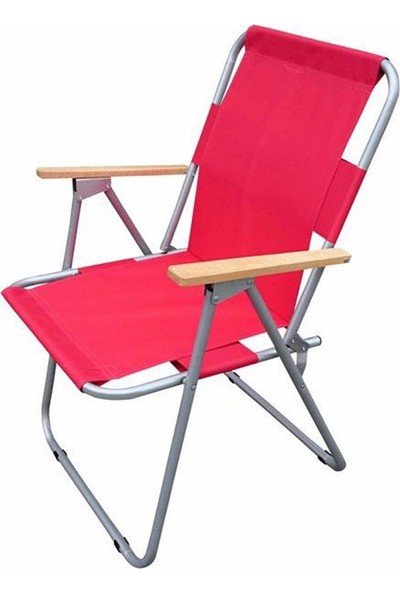 Tevalli Katlanır Kamp Sandalyesi Piknik Balkon Bahçe Koltuğu Kırmızı