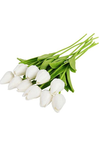 Nettenevime Yapay Çiçek Islak Lale Gerçeksi Doku 10LU Beyaz