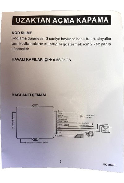Snd 12V Oto Açma Kapama Uzaktan Kumanda Anahtar Sistemi 12V