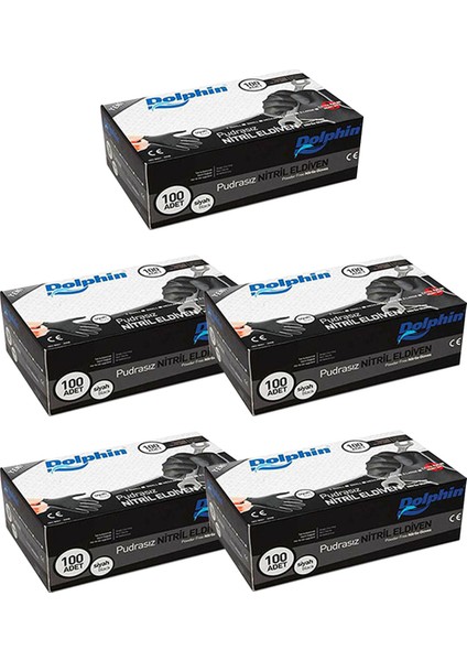 Siyah Nitril Eldiven Pudrasız Ekstra Kalın (L) 100lü Paket 5 Adet