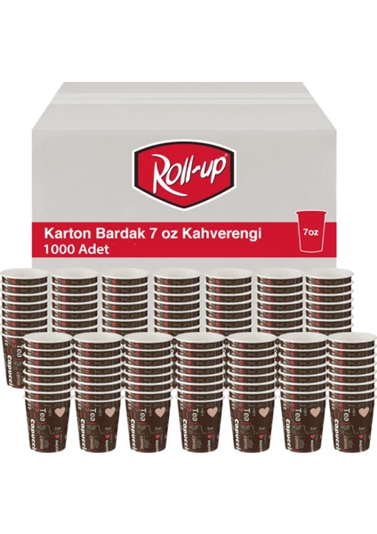 Kahverengi Baskılı Karton Bardak 7oz (1000 Adet) - Kahve, Çay ve Su İçin Tek Kullanımlık Dayanıklı Bardak