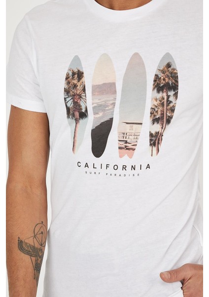 California Kay Kay Baskılı Bisiklet Yaka Erkek Tişört fırsatları