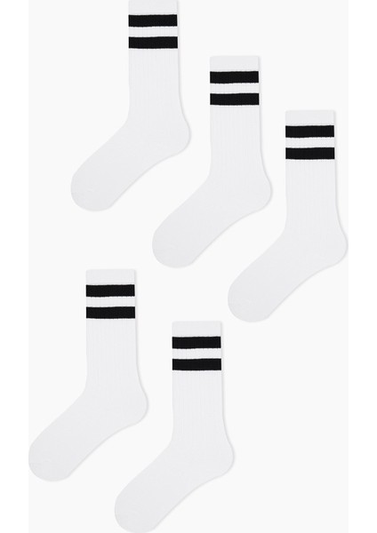 Mem Socks 5'li Uzun Konçlu Çizgili Çorap