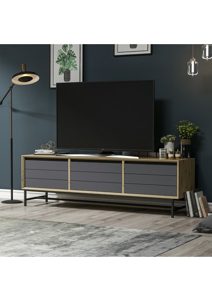 Lery Tv Ünitesi Sof - Artisan/mat Siyah/antrasit