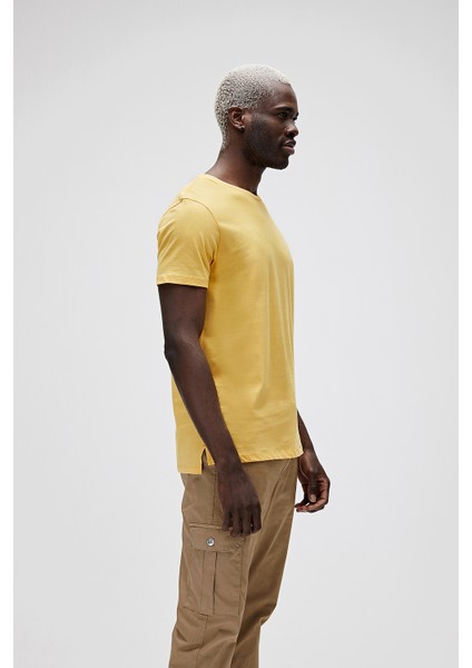 Erkek Bisiklet Yaka Hardal T-Shirt modelleri