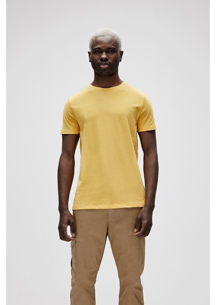 Erkek Bisiklet Yaka Hardal T-Shirt