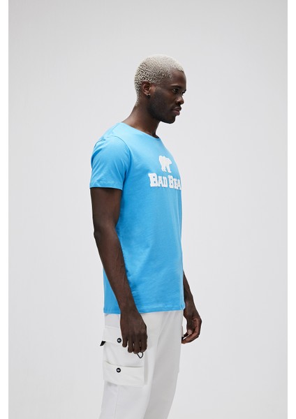 Bisiklet Yaka Mavi Erkek T-Shirt fırsatları