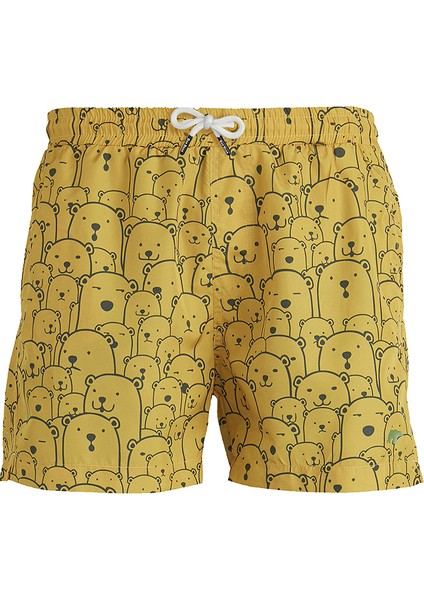 Cepli Desenli Sarı Erkek Şort Mayo indirimleri