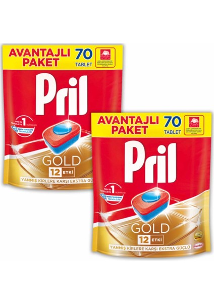 2 x 70 Tablet Pril Gold 140 Yıkama Tablet Doypack